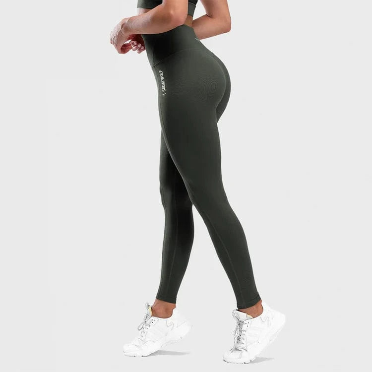Leggings-konur-leggings-uppháar-í-mittið-íþróttaföt-íþróttafatnaður-æfingaföt-æfingafatnaður-ræktarföt-SQUATWOLF-Ludus.is-Grænar-Warrior-leggings#litur-color_olive
