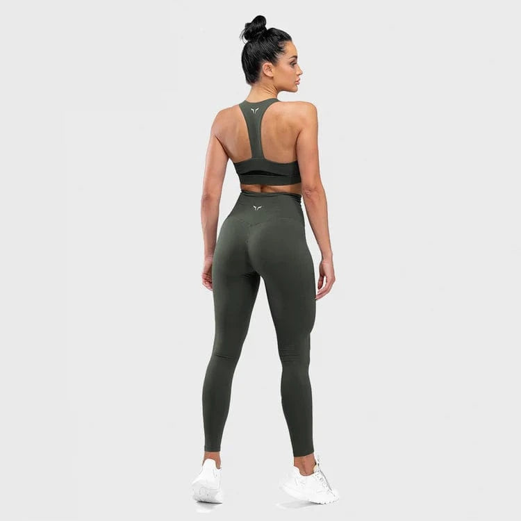 Leggings-konur-leggings-uppháar-í-mittið-íþróttaföt-íþróttafatnaður-æfingaföt-æfingafatnaður-ræktarföt-SQUATWOLF-Ludus.is-Grænar-Warrior-leggings#litur-color_olive