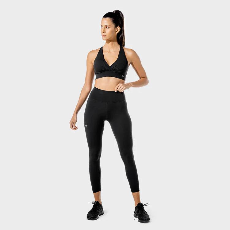 Leggings - konur-leggings-uppháar-í-mittið-íþróttaföt - íþróttafatnaður - æfingaföt - æfingafatnaður - ræktarföt - svartar - Infinity - stuttar - leggings#litur-color_black