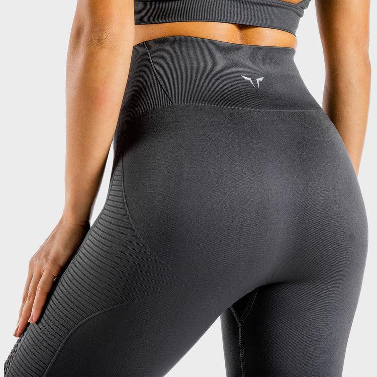 Leggings-saumlausar-konur-leggings-uppháar-í-mittið-íþróttaföt-íþróttafatnaður-æfingaföt-æfingafatnaður-ræktarföt - gráar -Squatwolf - SQUAT - WOLF - Ludus.is #litur-color_charcoal