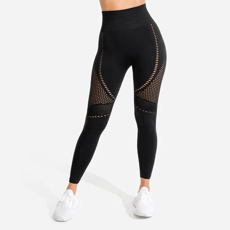 Leggings-saumlausar-konur-leggings-uppháar-í-mittið-íþróttaföt-íþróttafatnaður-æfingaföt-æfingafatnaður-ræktarföt-svartar -Squatwolf - SQUAT - WOLF - Ludus.is #litur-color_black