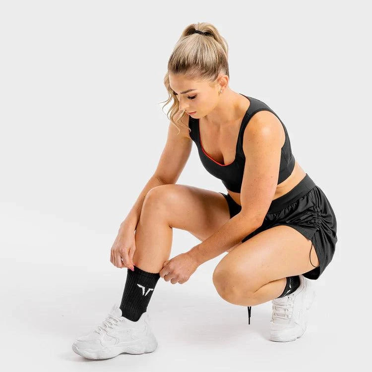 Sokkar - Íþróttasokkar - konur - karlar - íþróttaföt - íþróttafatnaður - æfingaföt - æfingafatnaður - ræktarföt - Squat Wolf - SQUATWOLF - Ludus.is - Core - svartir íþróttasokkar -100% bómull#litur-color_onyx